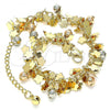 Oro Laminado Charm Bracelet, Gold Filled Style Flower and Ball Design, Polished, Tricolor, 03.331.0196.07