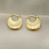 Oro Laminado Small Hoop, Gold Filled Style Greek Key Design, Diamond Cutting Finish, Golden Finish, 5.149.040.20