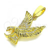 Oro Laminado Fancy Pendant, Gold Filled Style Eagle Design, Diamond Cutting Finish, Golden Finish, 5.183.019