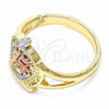 Oro Laminado Elegant Ring, Gold Filled Style Crown Design, Polished, Tricolor, 01.351.0002.09 (Size 9)