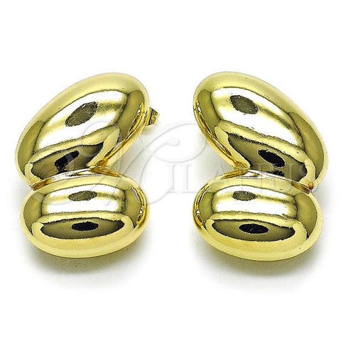 Oro Laminado Stud Earring, Gold Filled Style Hollow Design, Polished, Golden Finish, 02.428.0034