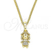 Oro Laminado Pendant Necklace, Gold Filled Style Little Girl Design, with White Micro Pave, Polished, Golden Finish, 04.316.0001.20