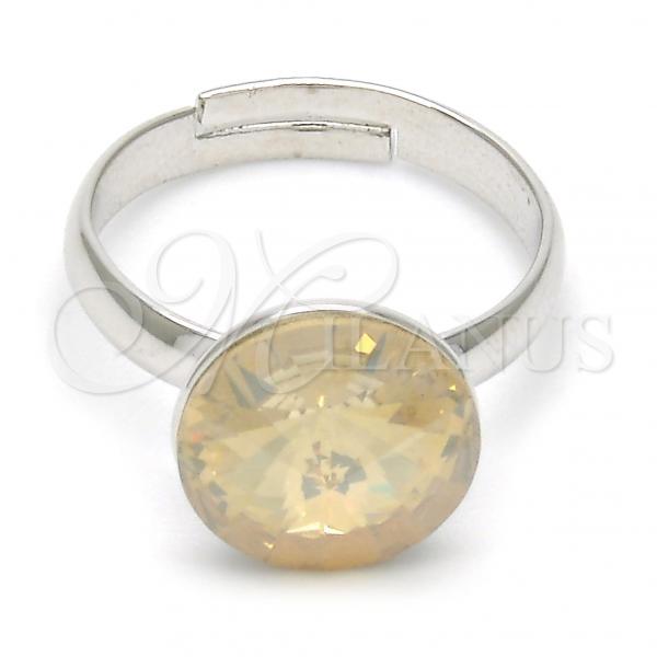 Rhodium Plated Multi Stone Ring, with Light Silk Swarovski Crystals, Polished, Rhodium Finish, 01.239.0001.1 (One size fits all)