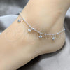 Sterling Silver Fancy Anklet, Star and Ball Design, Polished, Silver Finish, 03.409.0041.10