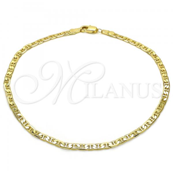 Oro Laminado Basic Anklet, Gold Filled Style Mariner Design, Polished, Golden Finish, 5.222.026.10