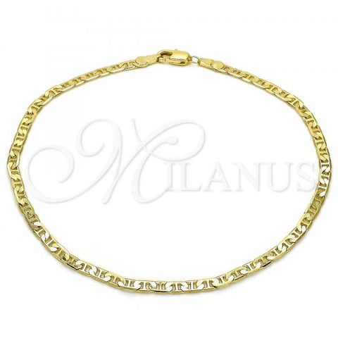 Oro Laminado Basic Anklet, Gold Filled Style Mariner Design, Polished, Golden Finish, 5.222.026.10