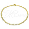 Oro Laminado Basic Anklet, Gold Filled Style Mariner Design, Polished, Golden Finish, 5.222.026.10