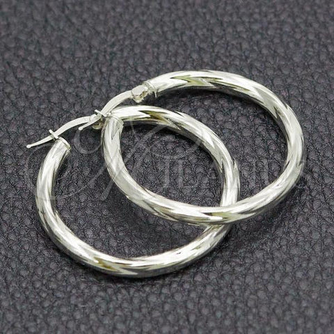 Sterling Silver Medium Hoop, Diamond Cutting Finish, Silver Finish, 02.389.0180.30