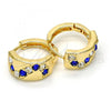 Oro Laminado Huggie Hoop, Gold Filled Style with Sapphire Blue and White Crystal, Polished, Golden Finish, 02.165.0129.5