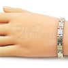 Oro Laminado Solid Bracelet, Gold Filled Style Greek Key Design, Polished, Golden Finish, 03.213.0382.08