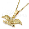 Oro Laminado Fancy Pendant, Gold Filled Style Eagle Design, Diamond Cutting Finish, Golden Finish, 5.182.006