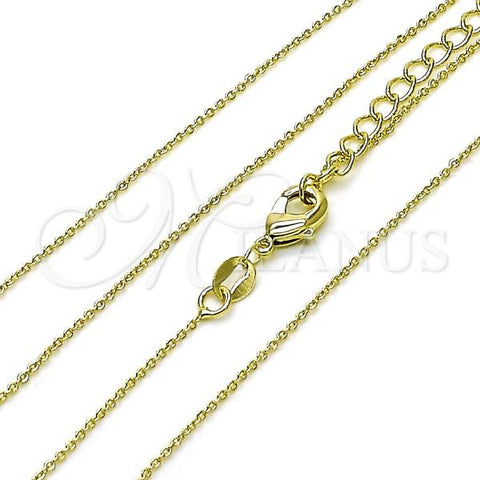 Oro Laminado Basic Necklace, Gold Filled Style Rolo Design, Polished, Golden Finish, 04.213.0337.16