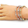 Oro Laminado Trio Bangle, Gold Filled Style and Ball Polished, Tricolor, 07.282.0023