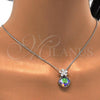 Rhodium Plated Pendant Necklace, Flower Design, with Crystal Swarovski Crystals and White Micro Pave, Polished, Rhodium Finish, 04.239.0020.2.16