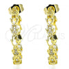 Oro Laminado Stud Earring, Gold Filled Style Hand of God Design, with White Micro Pave, Polished, Golden Finish, 02.341.0061