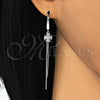 Sterling Silver Long Earring, with White Micro Pave, Polished, Rhodium Finish, 02.186.0159.1