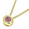 Oro Laminado Pendant Necklace, Gold Filled Style with Ruby Micro Pave, Polished, Golden Finish, 04.156.0338.1.20