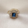 Oro Laminado Multi Stone Ring, Gold Filled Style Cluster Design, with Sapphire Blue and White Cubic Zirconia, Polished, Golden Finish, 01.196.0032.2