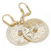 Oro Laminado Dangle Earring, Gold Filled Style Filigree and Butterfly Design, with White Crystal, Polished, Golden Finish, 73.009