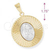 Oro Laminado Religious Pendant, Gold Filled Style Sagrado Corazon de Maria Design, Diamond Cutting Finish, Two Tone, 5.193.015