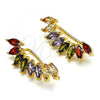 Oro Laminado Earcuff Earring, Gold Filled Style with Multicolor Cubic Zirconia, Polished, Golden Finish, 02.210.0697.1