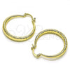 Oro Laminado Medium Hoop, Gold Filled Style Hollow Design, Diamond Cutting Finish, Golden Finish, 02.213.0439.30