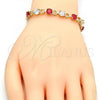 Oro Laminado Tennis Bracelet, Gold Filled Style with Ruby and White Cubic Zirconia, Polished, Golden Finish, 03.210.0070.2.08
