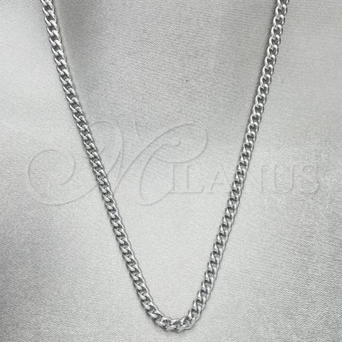 Stainless Steel Basic Necklace, Miami Cuban Design, Black Polished, Steel Finish, 04.113.1763.30