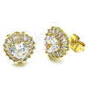 Oro Laminado Stud Earring, Gold Filled Style Heart Design, with White Cubic Zirconia, Polished, Golden Finish, 02.283.0048