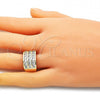 Oro Laminado Multi Stone Ring, Gold Filled Style with White Cubic Zirconia, Polished, Golden Finish, 01.346.0017.09
