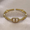 Oro Laminado Individual Bangle, Gold Filled Style Puff Mariner Design, with White Micro Pave, Polished, Golden Finish, 07.341.0055