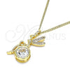 Oro Laminado Pendant Necklace, Gold Filled Style Angel Design, with White Cubic Zirconia and White Micro Pave, Polished, Golden Finish, 04.156.0450.1.20
