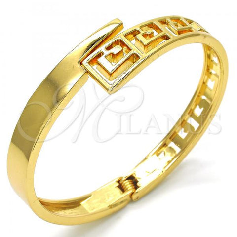 Oro Laminado Individual Bangle, Gold Filled Style Greek Key Design, Polished, Golden Finish, 07.252.0061.04 (08 MM Thickness, Size 4 - 2.25 Diameter)