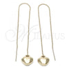 Oro Laminado Threader Earring, Gold Filled Style Heart Design, Golden Finish, 02.64.0582