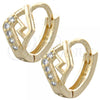 Oro Laminado Huggie Hoop, Gold Filled Style with White Cubic Zirconia, Polished, Golden Finish, 02.155.0020