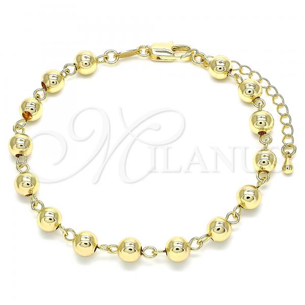 Oro Laminado Fancy Bracelet, Gold Filled Style Ball Design, Polished, Golden Finish, 03.63.2178.07