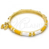 Oro Laminado Individual Bangle, Gold Filled Style Butterfly Design, with White Crystal, Yellow Enamel Finish, Golden Finish, 07.254.0001.03 (06 MM Thickness, Size 3 - 2.00 Diameter)