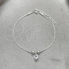 Sterling Silver Adjustable Bolo Bracelet, Heart and Ball Design, with White Cubic Zirconia, Polished, Silver Finish, 03.402.0010.07
