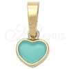Oro Laminado Fancy Pendant, Gold Filled Style Heart Design, Acqua Enamel Finish, Golden Finish, 05.163.0080.4
