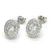 Sterling Silver Stud Earring, with White Cubic Zirconia, Polished, Rhodium Finish, 02.285.0093