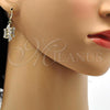 Oro Laminado Dangle Earring, Gold Filled Style with White Cubic Zirconia, Polished, Golden Finish, 02.205.0033