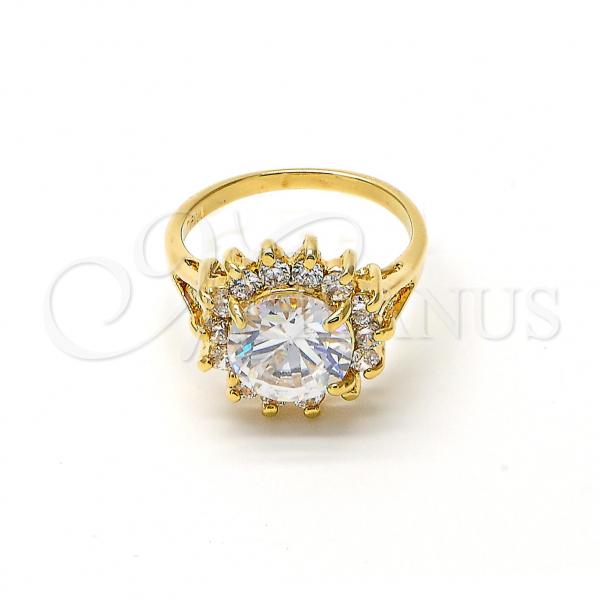 Oro Laminado Multi Stone Ring, Gold Filled Style Cluster Design, with White Cubic Zirconia, Polished, Golden Finish, 5.176.054.08 (Size 8)