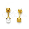 Stainless Steel Stud Earring, with Ivory Pearl, Polished, Golden Finish, 02.271.0011