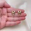 Oro Laminado Stud Earring, Gold Filled Style Puff Mariner Design, Polished, Golden Finish, 02.63.2671