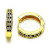 Oro Laminado Huggie Hoop, Gold Filled Style with Black and White Micro Pave, Polished, Golden Finish, 02.195.0104.3.20