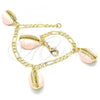 Oro Laminado Charm Bracelet, Gold Filled Style Shell Design, Pink Enamel Finish, Golden Finish, 03.63.2093.1.08