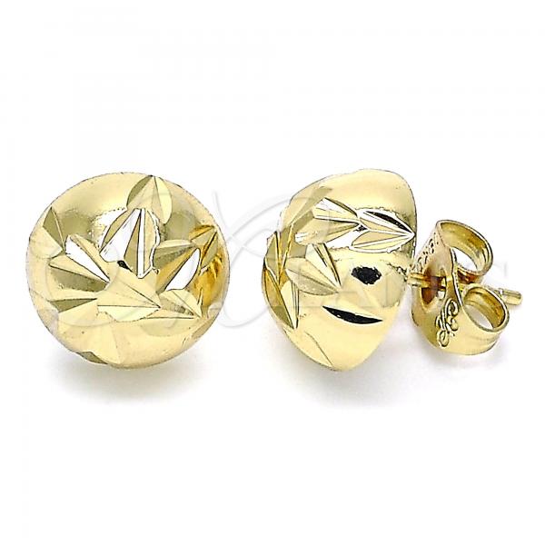 Oro Laminado Stud Earring, Gold Filled Style Diamond Cutting Finish, Golden Finish, 02.100.0117.1