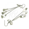Sterling Silver Long Earring, Leaf Design, Polished, Rhodium Finish, 02.183.0006