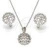 Sterling Silver Earring and Pendant Adult Set, with White Cubic Zirconia, Polished, Rhodium Finish, 10.175.0044