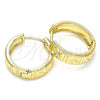 Oro Laminado Huggie Hoop, Gold Filled Style Diamond Cutting Finish, Golden Finish, 02.195.0120.20